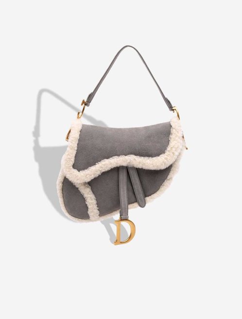Dior Saddle Medium Shearling Grey / White Front | Sell your designer bag