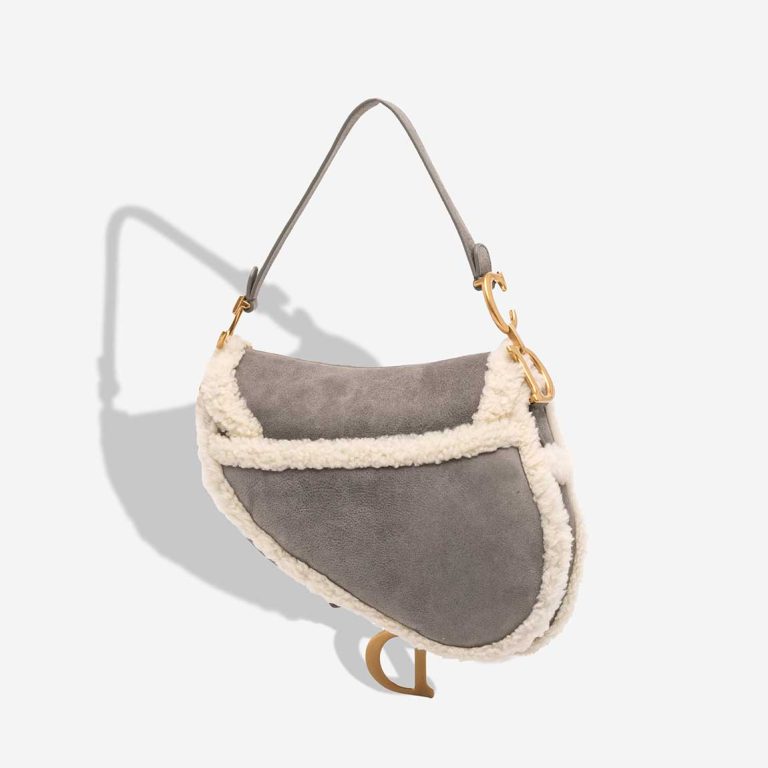 Dior Saddle Medium Shearling Grey / White | Sell your designer bag