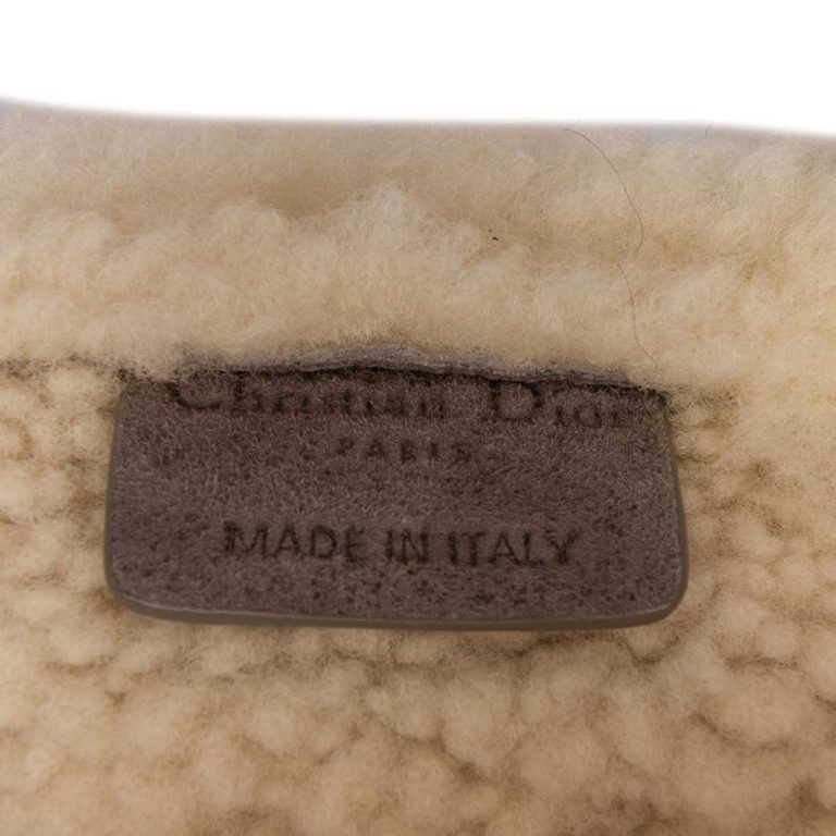 Dior Saddle Medium Shearling Grey / White Logo | Sell your designer bag
