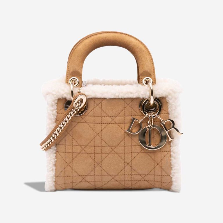 Dior Lady Mini Suede / Shearling Brown Front | Sell your designer bag