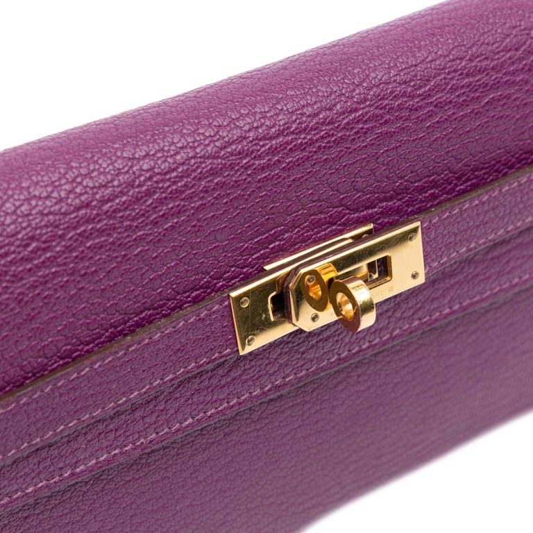 Hermès Kelly Long Wallet Chèvre Mysore Anemone Front | Sell your designer bag