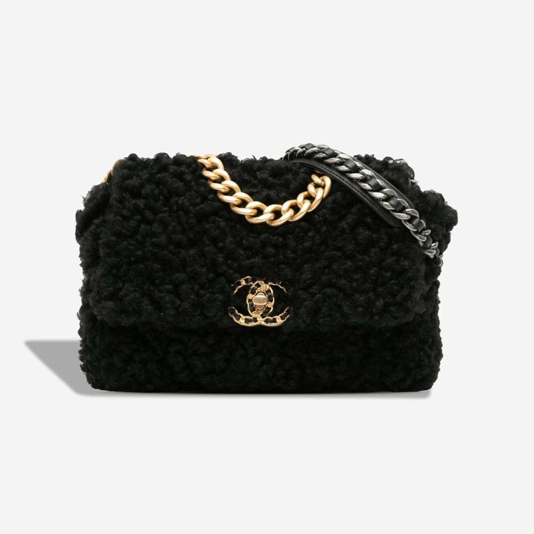 Chanel 19 Flap Bag Shearling Black Front | Sell your designer bag