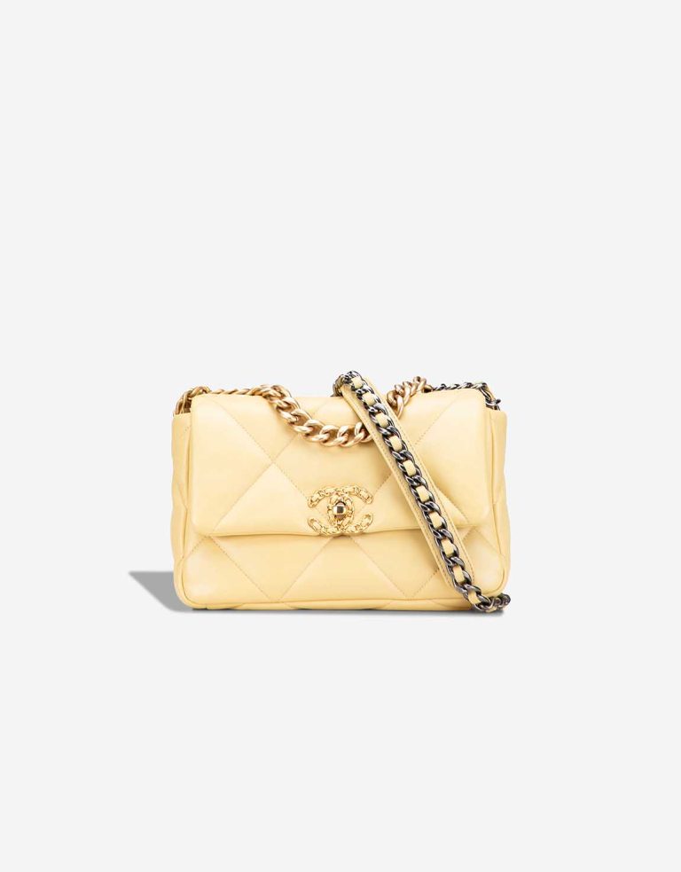 Chanel 19 Flap Bag Lamb Yellow Front | Sell your designer bag