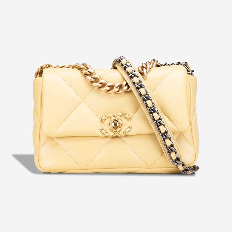 Chanel 19 Flap Bag Lamb Yellow Front | Sell your designer bag