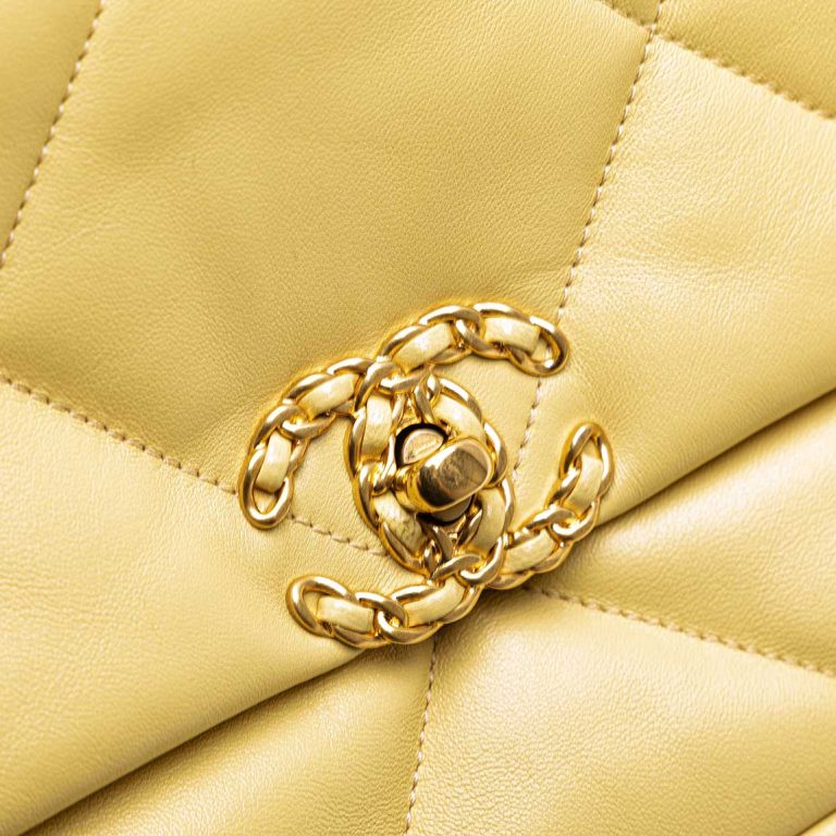 Chanel 19 Flap Bag Lamb Yellow Front | Sell your designer bag