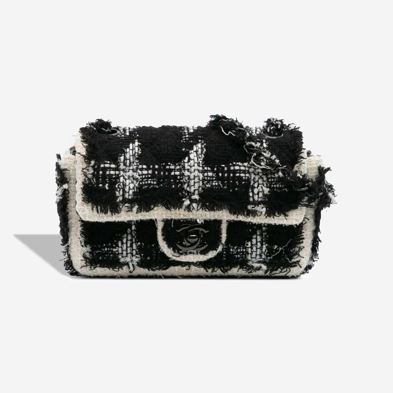 Chanel Timeless Mini Rectangular Tweed Beige / Black / White Front | Sell your designer bag