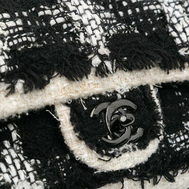 Chanel Timeless Mini Rectangular Tweed Beige / Black / White Front | Sell your designer bag