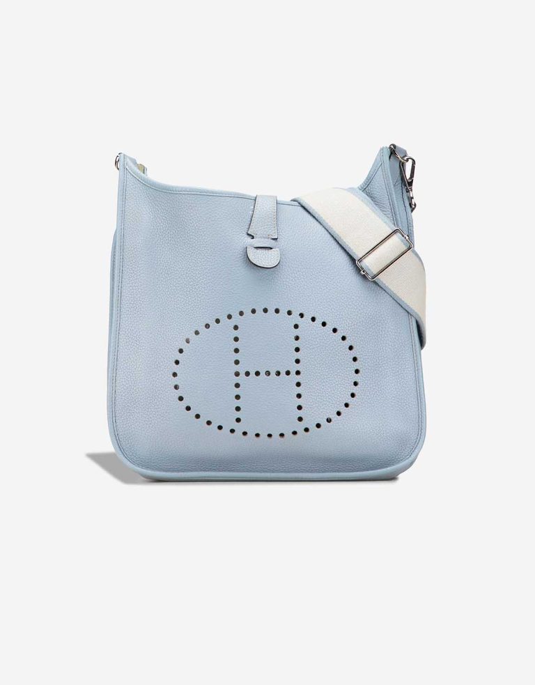 Hermès Evelyne 33 Taurillon Clémence Bleu Lin Front | Sell your designer bag