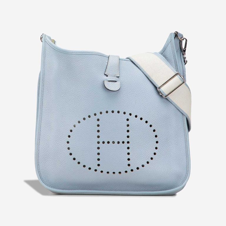 Hermès Evelyne 33 Taurillon Clémence Bleu Lin Front | Sell your designer bag