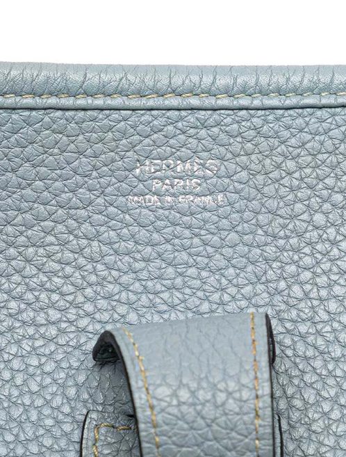 Hermès Evelyne 33 Taurillon Clémence Bleu Lin Logo | Sell your designer bag