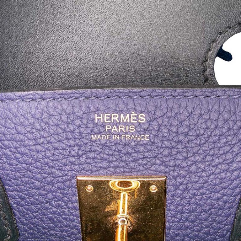 Hermès Birkin 30 Clémence / Veau Sombrero Bleu Encre / Mykonos / Bleu Obscur Logo | Sell your designer bag