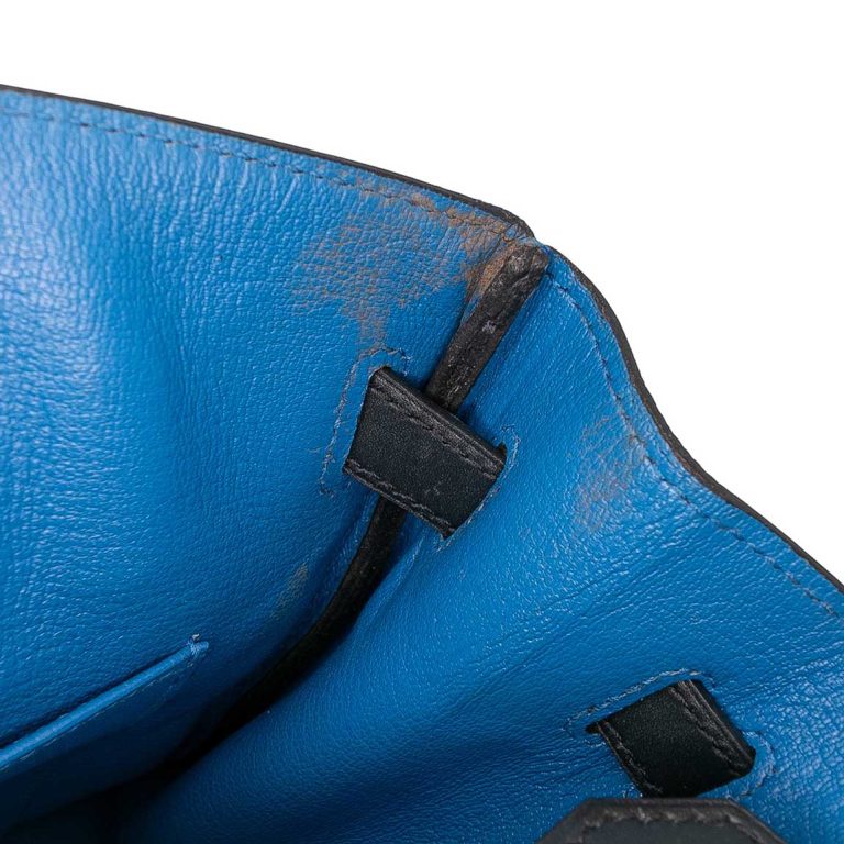 Hermès Birkin 30 Clémence / Veau Sombrero Bleu Encre / Mykonos / Bleu Obscur Signs of wear | Sell your designer bag