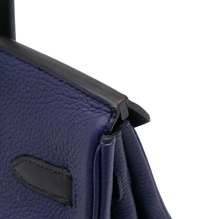 Hermès Birkin 30 Clémence / Veau Sombrero Bleu Encre / Mykonos / Bleu Obscur Signs of wear | Sell your designer bag