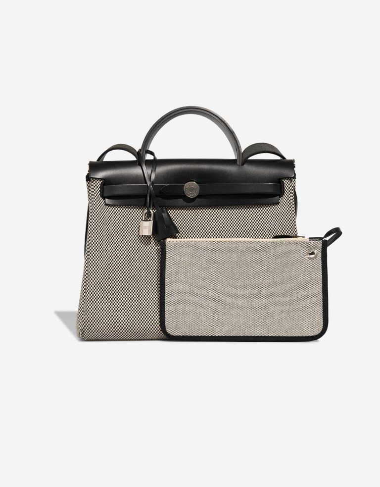 Hermès Herbag 31 Toile Criss / Vache Hunter Écru / Black Front | Sell your designer bag