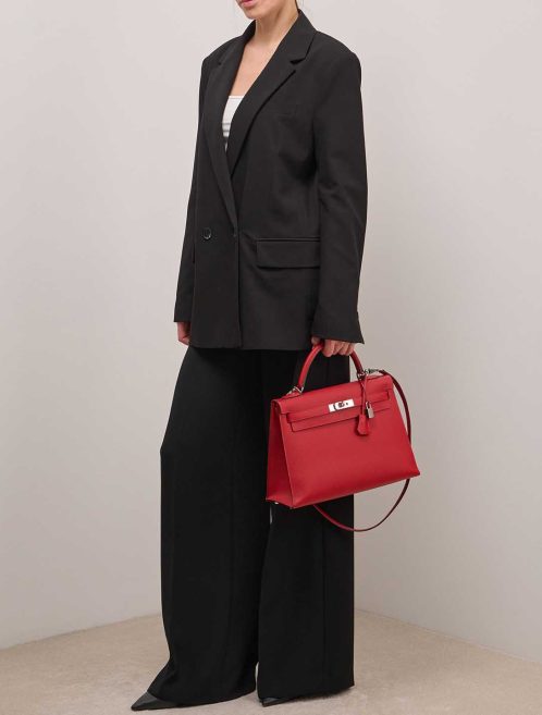 Hermès Kelly 32 Epsom Rouge Casaque on Model | Sell your designer bag