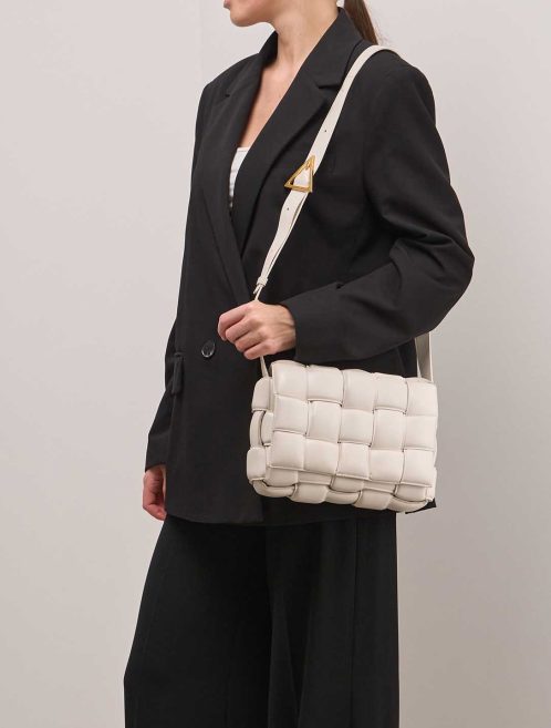 Bottega Veneta Cassette Lamb White on Model | Sell your designer bag