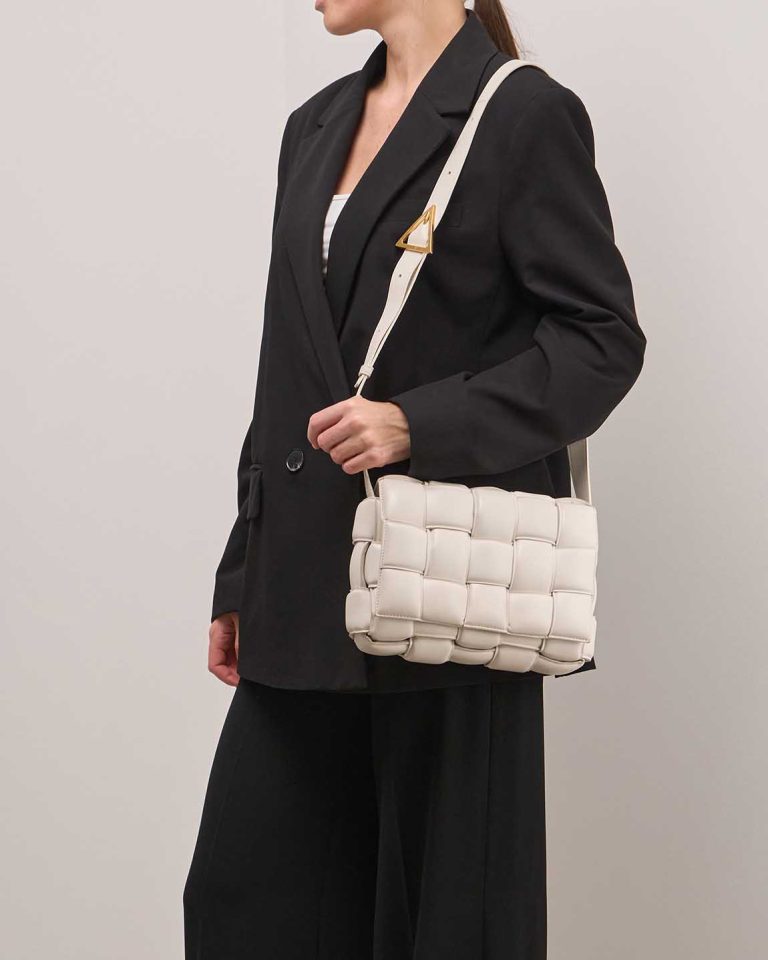 Bottega Veneta Cassette Lamb White on Model | Sell your designer bag