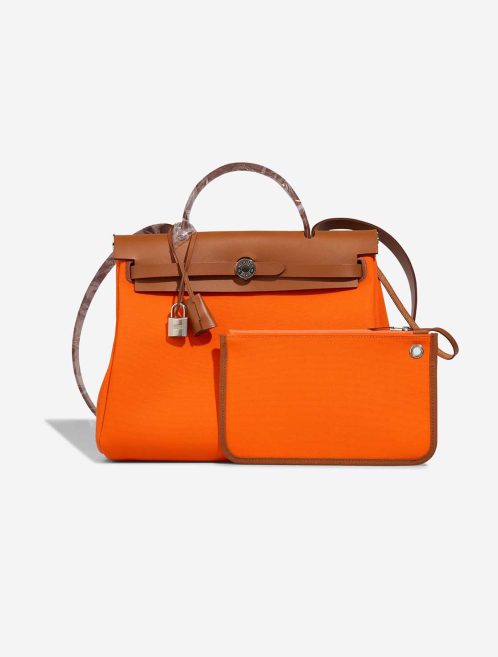 Hermès Herbag 31 Vache Hunter / Toile Fauve / Orange Minium Front | Sell your designer bag