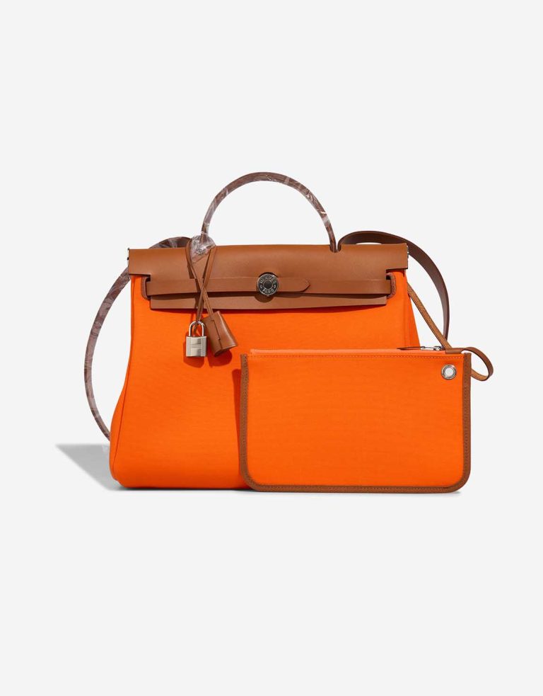 Hermès Herbag 31 Vache Hunter / Toile Fauve / Orange Minium Front | Sell your designer bag