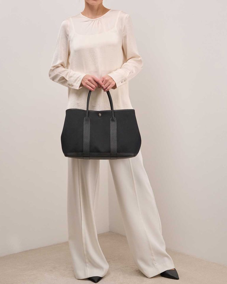 Hermès Garden Party 36 Veau Négonda / Toile Black Front | Sell your designer bag