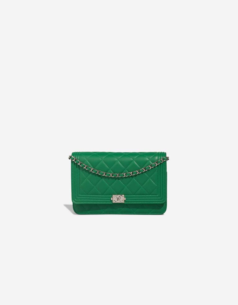 Chanel Boy Wallet On Chain Lamb Green Front | Sell your designer bag