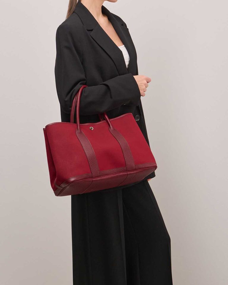Hermès Garden Party 36 Veau Négonda / Toile Rouge Grenat / Burgundy / Magnolia Front | Sell your designer bag