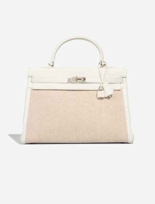 Hermès Kelly 35 Taurillon Clémence / Toile Blanc / Écru Front | Sell your designer bag