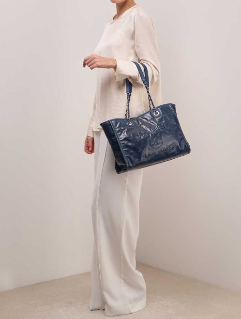 Chanel Deauville Small Lamb Blue on Model | Sell your designer bag