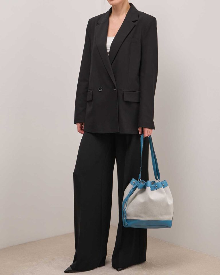 Hermès Market GM Togo / Toile Bleu Jean / Écru Front | Sell your designer bag