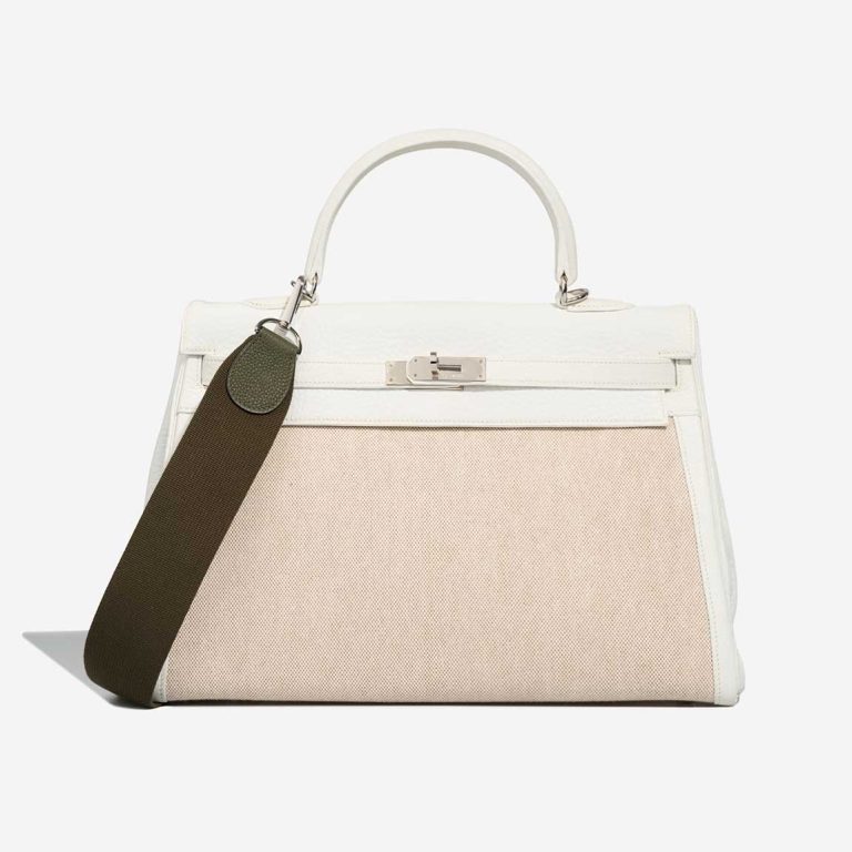 Hermès Shoulder Strap Togo / Toile Vert Anglais Front | Sell your designer bag