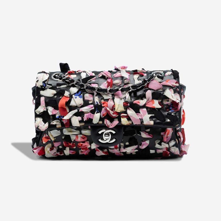 Chanel Timeless Medium Lamb / Silk Black / Multicolor Front | Sell your designer bag