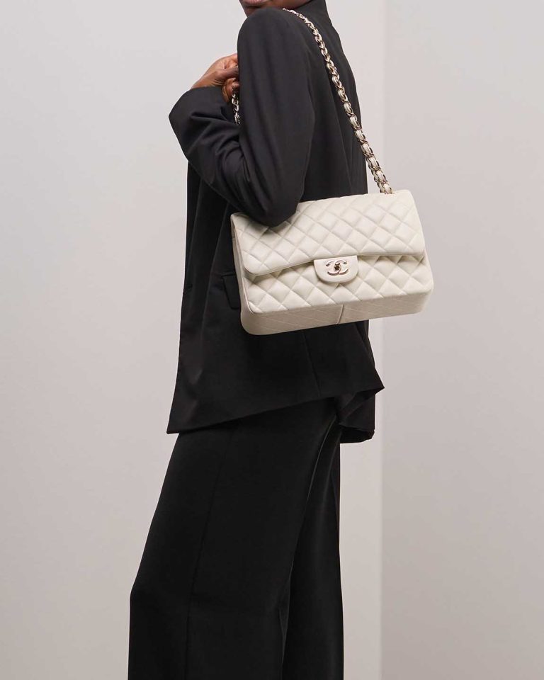 Chanel Timeless Jumbo Caviar Off White Front | Sell your designer bag