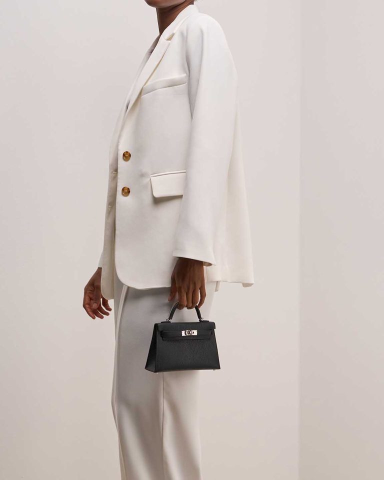 Hermès Kelly Mini Chèvre Mysore Black / Alezan Front | Sell your designer bag