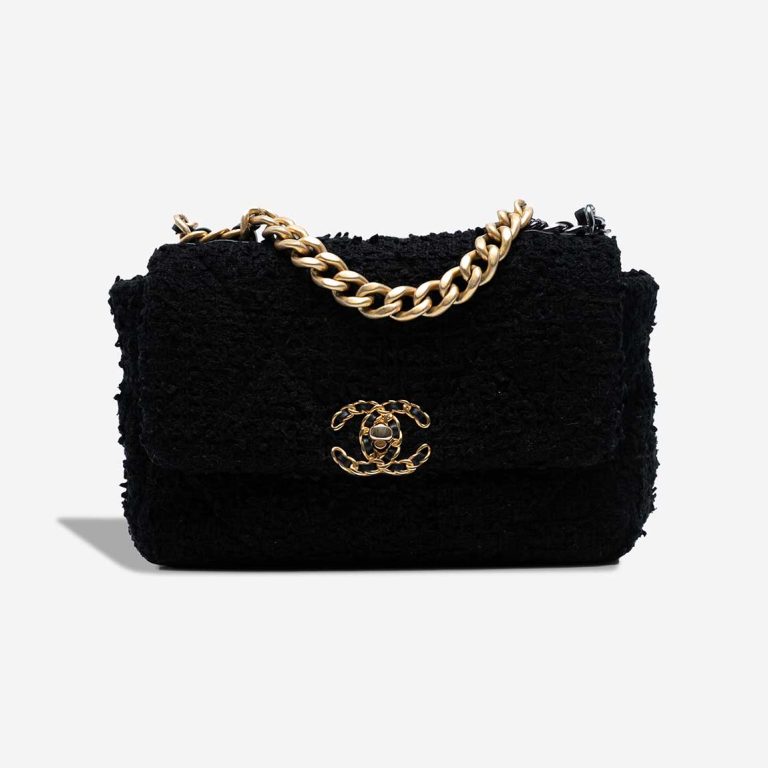 Chanel 19 Flap Bag Tweed Black Front | Sell your designer bag