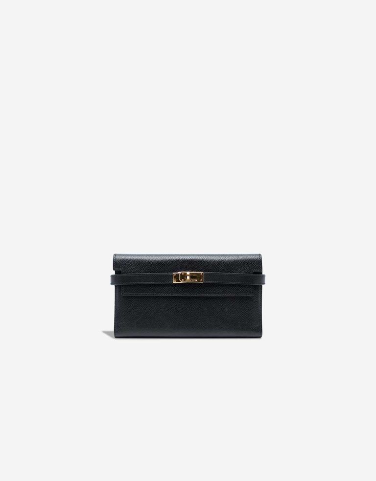 Hermès Kelly Long Wallet Epsom Black Front | Sell your designer bag