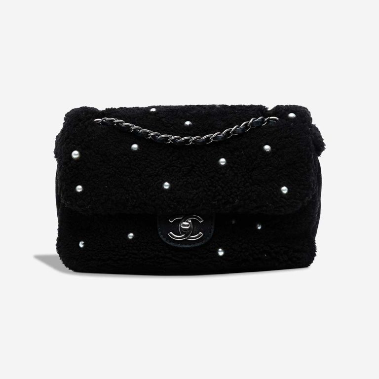 Chanel Flap Bag Medium Shearling Black Front | Sell your designer bag