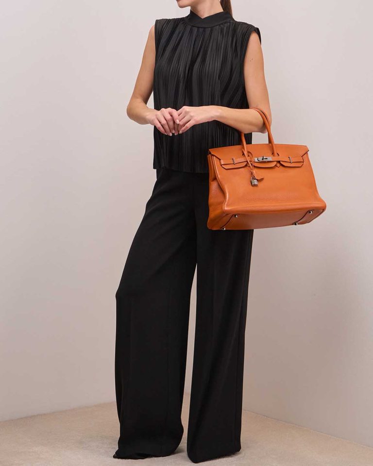 Hermès Birkin 35 Clémence Orange Front | Sell your designer bag