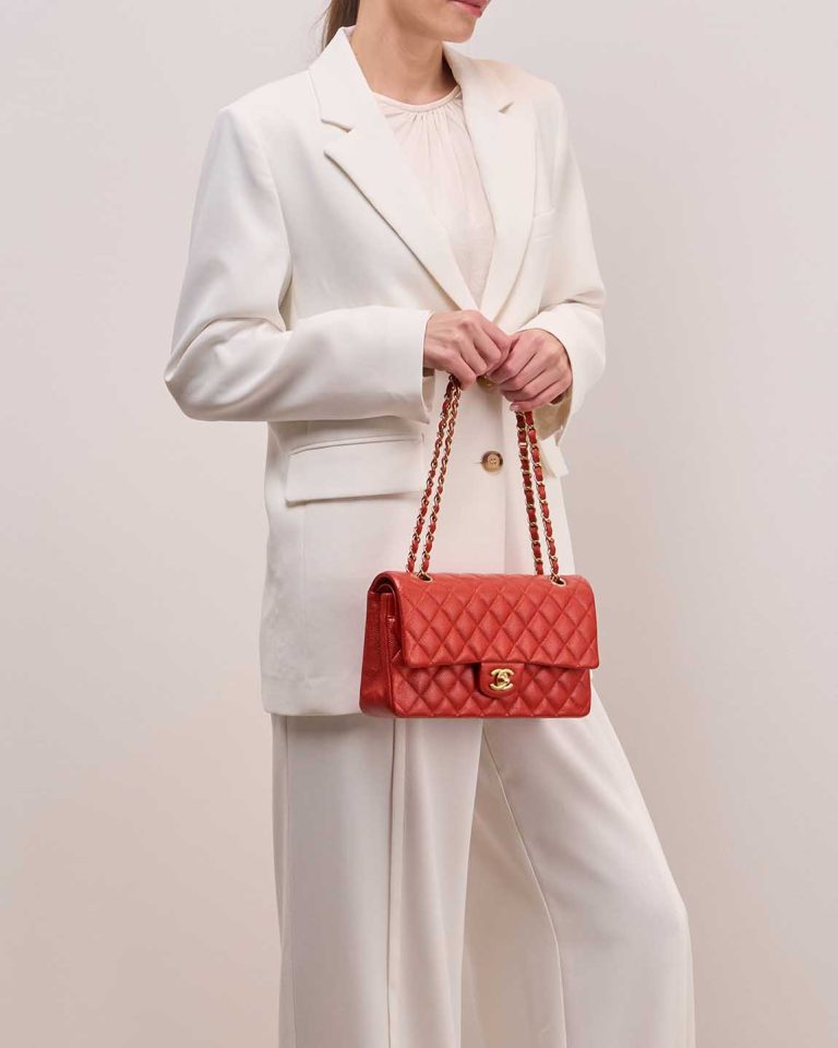 Chanel Timeless Medium Caviar Orange Front | Sell your designer bag