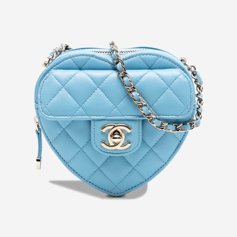 Chanel Timeless Heart Small Lamb Tiffany Blue Front | Sell your designer bag