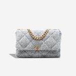 Chanel 19 Large Flap Bag Wool Grey Front | Sell your designer bag
