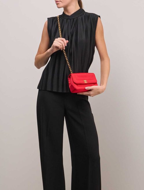 Chanel Timeless Mini Satin Red on Model | Sell your designer bag