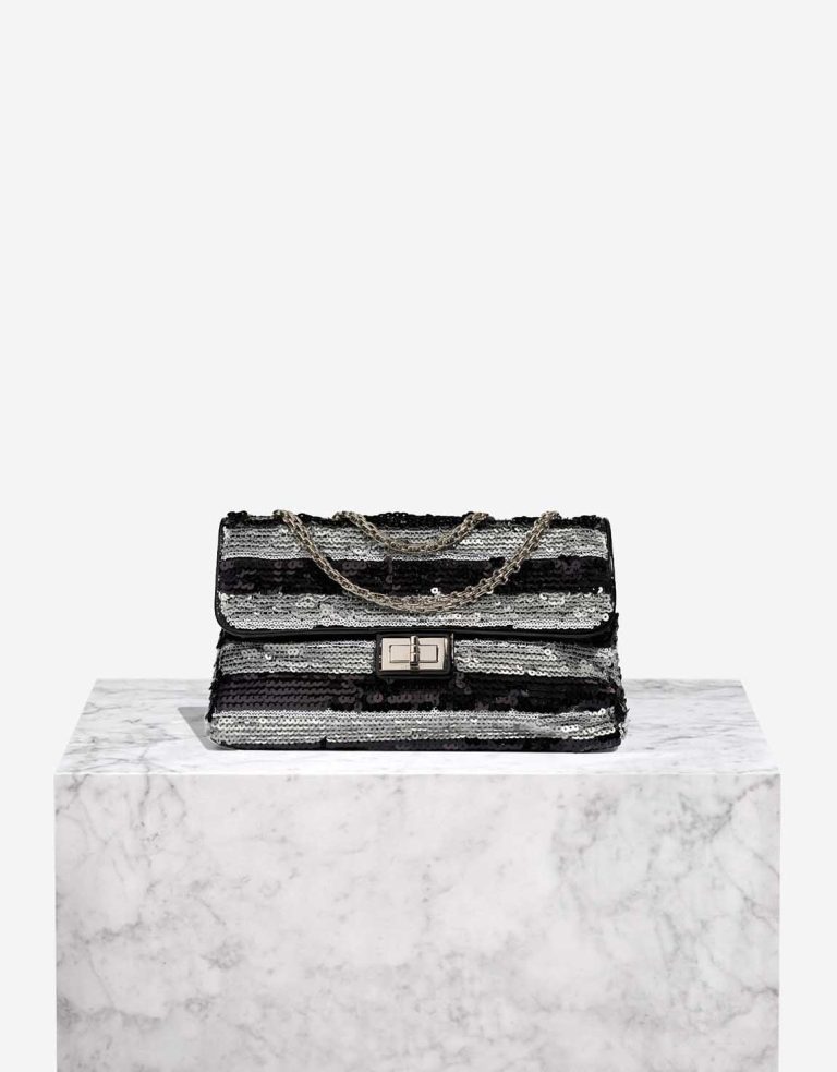 Chanel 2.55 Reissue 226 Sequins / Patent Black / Silver Front | Sell your designer bag