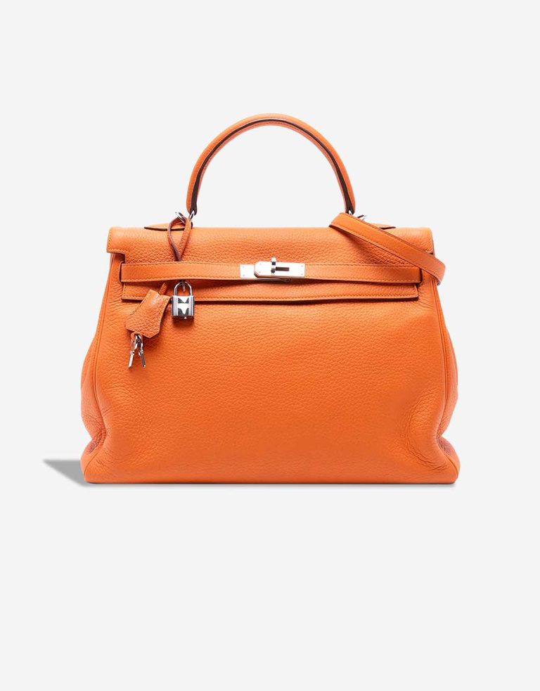 Hermès Kelly 35 Clémence Orange Front | Sell your designer bag