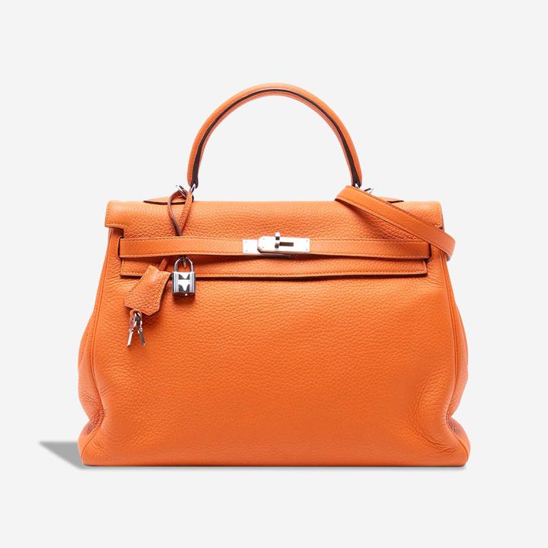 Hermès Kelly 35 Clémence Orange Front | Sell your designer bag
