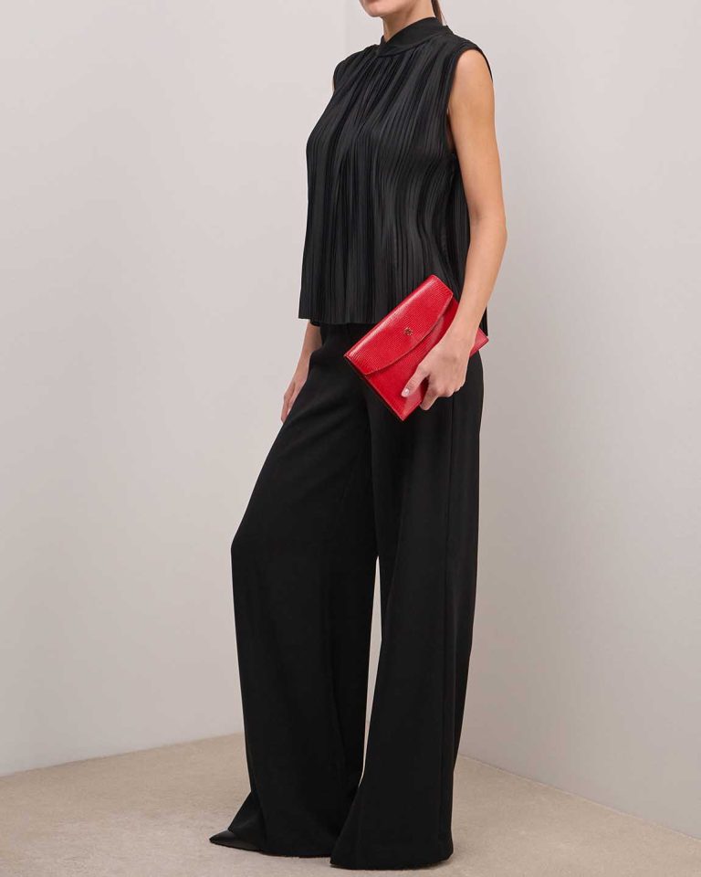 Hermès Clutch Lizard Rouge Vif Front | Sell your designer bag