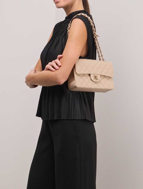Chanel Timeless Small Caviar Beige on Model | Sell your designer bag