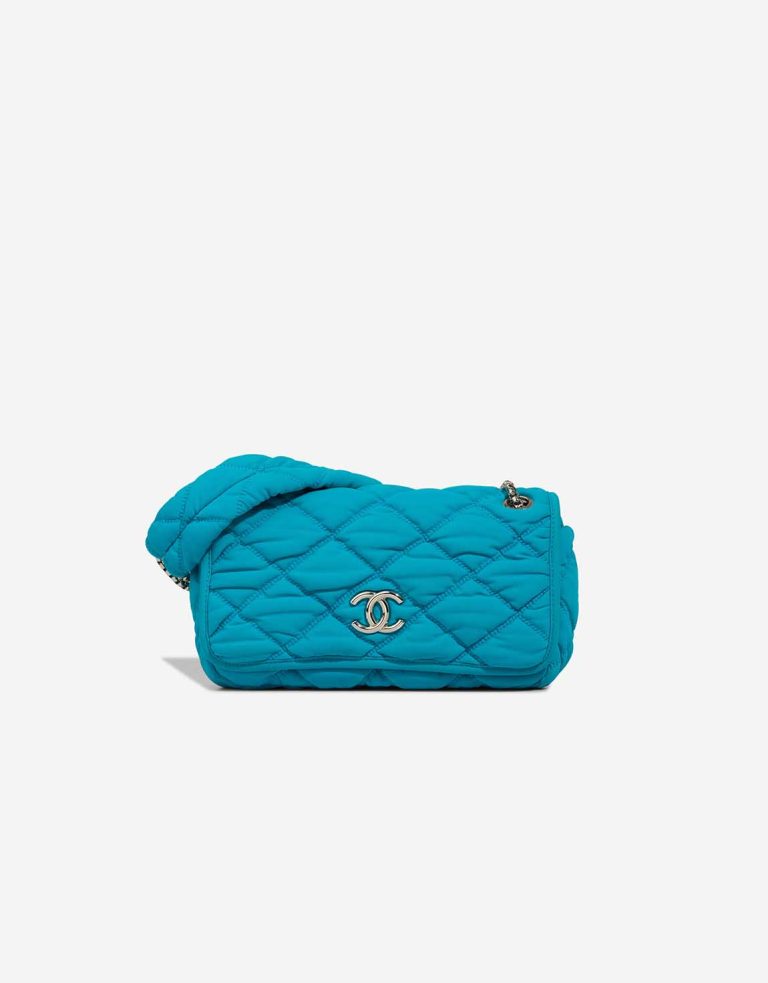 Chanel Flap Bag Medium Jersey Turquoise Front | Sell your designer bag