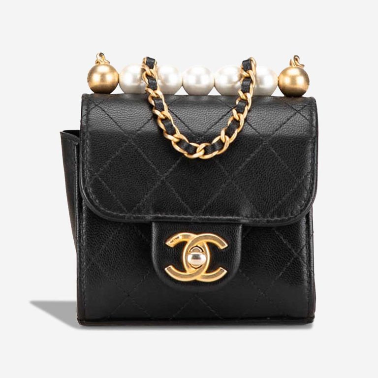 Chanel Clutch with Chain Goat Black Front | Sell your designer bag