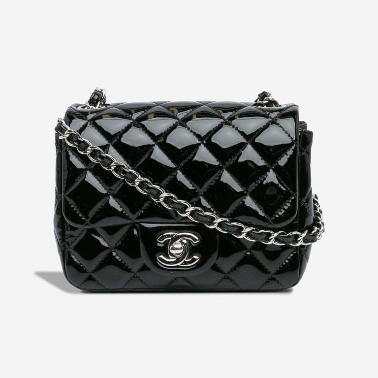 Chanel Timeless Mini Square Patent Black Front | Sell your designer bag