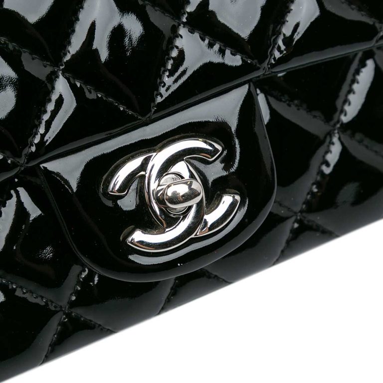 Chanel Timeless Mini Square Patent Black Front | Sell your designer bag